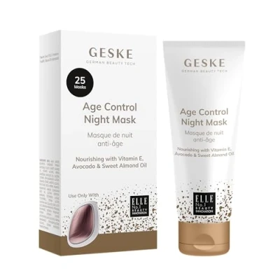 Imagen de GESKE Mascarilla de noche antienvejecimiento Usar con Sonic Warm &amp; Cool Mask facial vitamina E, aguacate y aceite almendras dulces Recuperación nocturna Piel seca Vegano