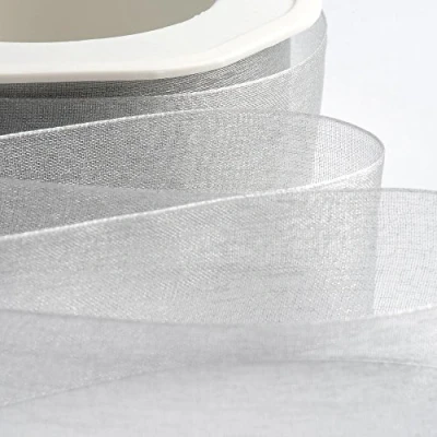 Imagen de Italian Options Rollo de cinta gasa organza, 7 mm x 50 m, color plateado