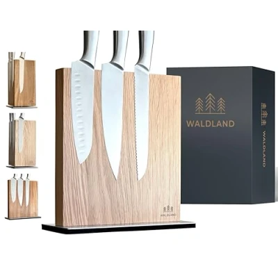 Imagen de WALDLAND bloque de cuchillos premium sin cuchillos, magnético madera roble noble y resistente, soporte para