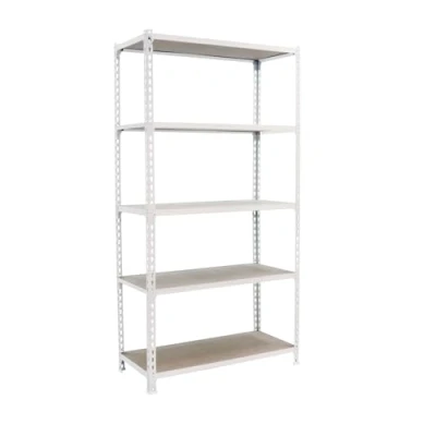 Imagen de SimonRack Estanteria Metalica, 5 Baldas Madera Ajustables, 200 kg de Punto Flexión, 2000x1200x400 mm, Estantería Almacenaje, Sin tornillos, Blanco/Madera Maderclick