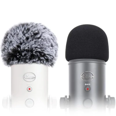 Imagen de SUNMON Blue Yeti Pop Filter, Cubiertas de micrófono Espuma y Peluda para Yeti, Filtro Condensador USB Pro, Interior Exterior