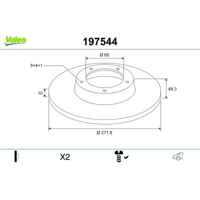 Imagen de VALEO 197544 Disco de freno Eje trasero 272 10 9 macizo con tornillo VOLKSWAGEN: Golf 6, 7, Scirocco III, SEAT: Leon II Hatchback