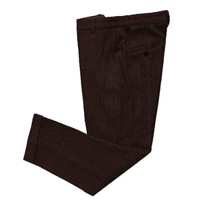 Imagen de Solovedress Pantalones de tweed vintage para hombre, corte regular, traje negocios, café, 36W x 32L