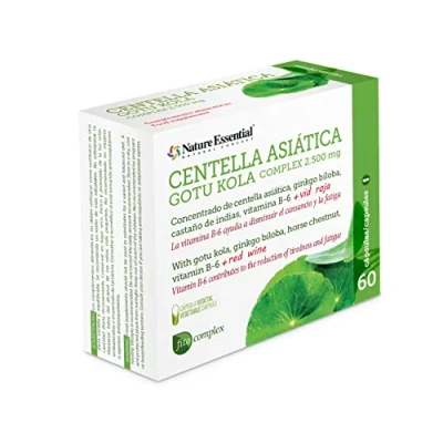 Imagen de Nature Essential Centella Asiatica Complex con Castaño de Indias, Vid Roja y Ginkgo Biloba 60 Cápsulas Mejora la Circulación, Salud Vascular Cognitiva