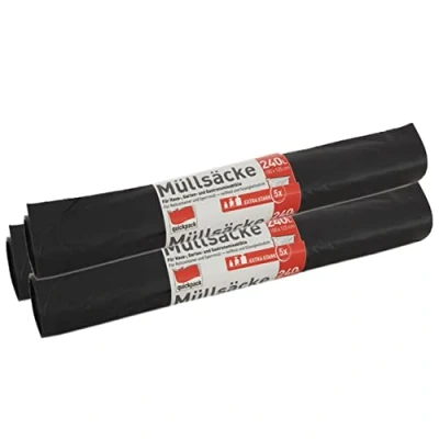 Imagen de bolsas de basura negras extrafuertes y absolutamente resistentes XXL 2 tamaños disponibles: 240 litros (100 x 125 cm) 3 unidades 15