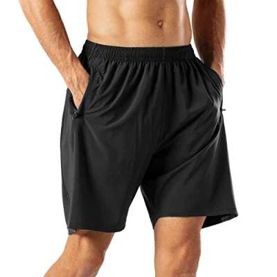 Imagen de HMIYA Pantalones Cortos Deportivos para Hombre Transpirable Secado Rapido Running Fitness Gym(Negro XXL)
