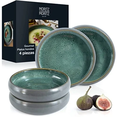 Imagen de Moritz &amp; SOLID 4 platos de sopa gres 19 cm Bowl para sopa, pasta, ensalada o cereales