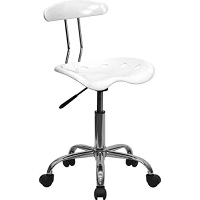 Imagen de Flash Furniture Silla de escritorio giratoria con asiento mecánico, color Blanco y Cromado adecuados