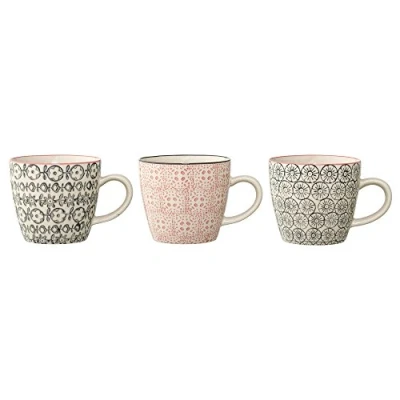 Imagen de Bloomingville Tazas pequeñas Cecile, Color Rosa y Gris, cerámica, Juego de 3 Unidades