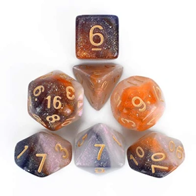 Imagen de FLASHOWL Juego de Dados 3 Colores camaleón Starry Sky DND para Juegos rol, Mesa, poliédricos 7 Piezas