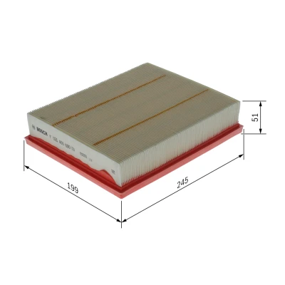 Imagen de BOSCH F 026 400 690 Filtro de aire 50,5 199 245 Cartucho filtrante FORD: Mondeo 5, 5 Limousine, Kombi, FORD USA: Edge Mk2