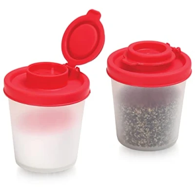 Imagen de Contenedor Para Condimentos Sal y Pimienta Juego de 2 Saleros recipientes Almacenamiento Salpimentero Dispensador Hermético Transparente Set Sazonador Especias