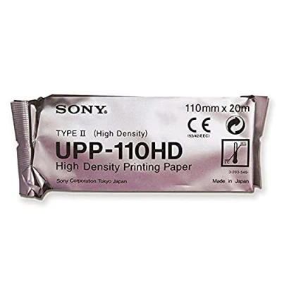 Imagen de GIMA Papel para ultrasonido Sony UPP 110HD, soporte de impresión monocromática B/N alta densidad (tipo II), aplicaciones ultrasonido, dentales y microscopía, A6, tamaño 110mmx20m, 10 rollos