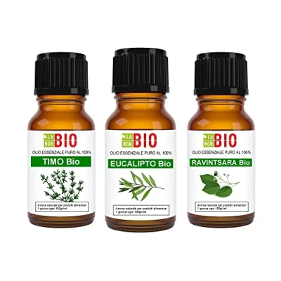 Imagen de Set Eucalipto Tomillo Ravintsara Bio Aceite Esencial 100% Puro Uso Alimentario Terapeutico Cosmetico Aromaterapia Laborbio