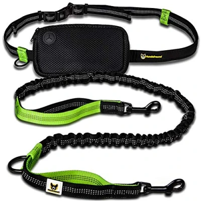 Imagen de Correa Manos Libres para Perros pequeños de hasta 15 kg Hundefreund elástica Reflectante y Extensible 110 a 160 cm