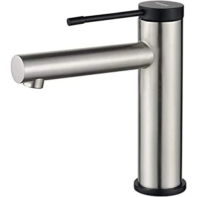 Imagen de Ibergrif M11027A Luna, Grifo de Lavaboa, Mezclador Monomando para Baño, Níquel Pulido, Gris