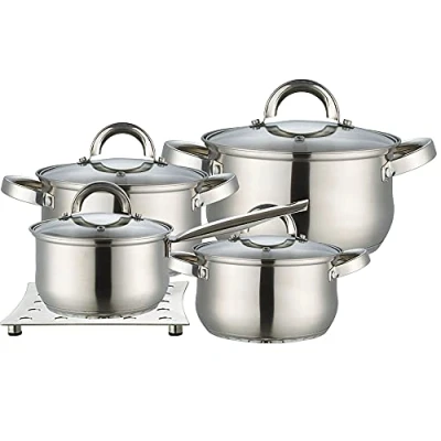 Imagen de Batería De Cocina Maestro Mr 2021 Inox, 9 Piezas, Inducción, Tapas Cristal