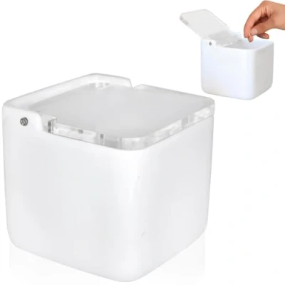 Imagen de Kook Time salero de cocina con tapa acrílico transparente basculante blanco moderno base cerámica para usar como y azucarero o especieros, 11.2 x cm