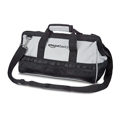 Imagen de Amazon Basics Bolsa de herramientas, Negro, Gris, 40.6 cm