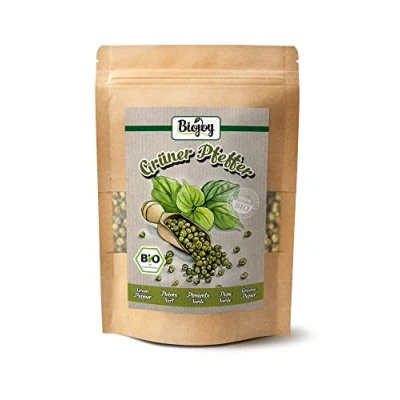 Imagen de Biojoy Pimienta verde en grano BÍO (100 g), entera y seca, sin aditivos, ideal para cocinar