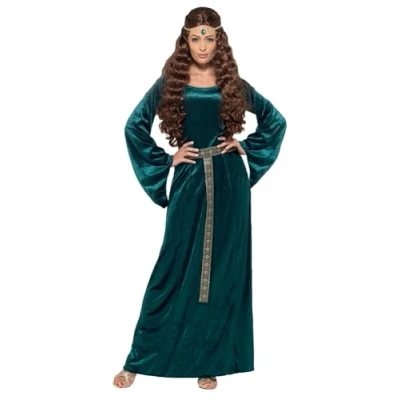 Imagen de Smiffys Disfraz de doncella medieval, Verde, con vestido y diadema