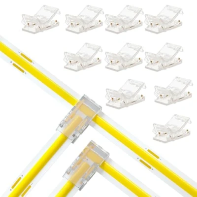 Imagen de YUTOKEER Kit de conexión tiras LED 2 pines, 10 mm, juego completo piezas con conectores en forma L y T para SMD / COB (2 mm)