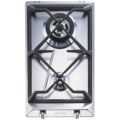 Imagen de Smeg Encimera Modular Indep. Srv532Gh3, 2 Fuegos, Natural/Butano/Propano, Inox, 30Cm, Autoencendido