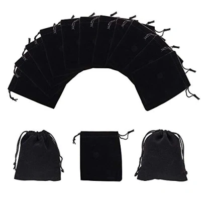 Imagen de NBEADS 50 Unids Bolsas de Lazo Terciopelo Negro Joyas Regalo del Favor Banquete Boda, 12X10 Cm