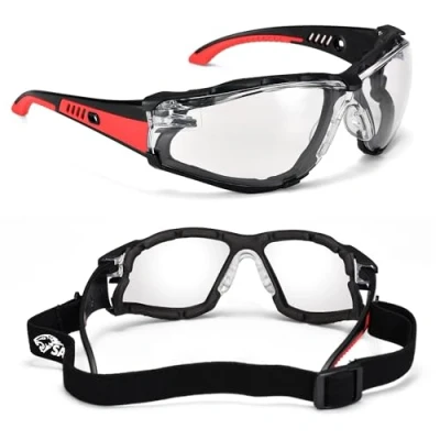 Imagen de SAFEYEAR Gafas de Seguridad trabajo transparentes antiniebla, anti raspado, rayos ultravioleta 400, impacto. protectoras CE EN166 para bricolaje, laboratorio,arquitectura,jardín