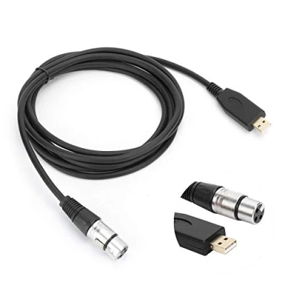 Imagen de Heayzoki Cable Microfono, 2M Mic USB Adaptador Conversor de MicróFono A XLR Estable Macho Hembra para Karaoke