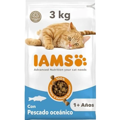 Imagen de IAMS Alimento seco para gatos con pescado oceánico, comida seca adultos de más 1 año, 3 kg