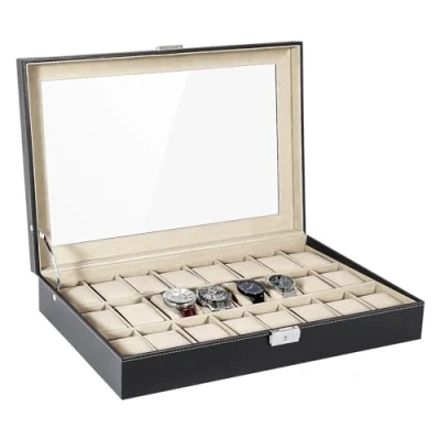 Imagen de Uten Caja de Relojes Estuche para y joyeros con 24 Compartimentos