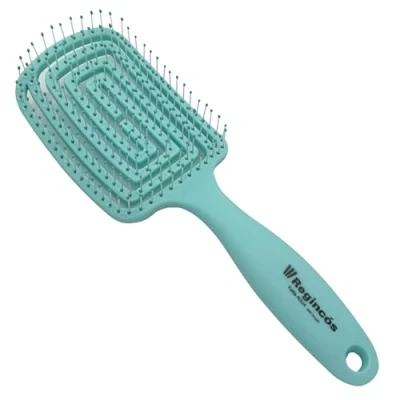 Imagen de Regincós Cepillo Yoga Flex Aqua Flexible Antitirones Desenreda Cabello Seco y Mojado Azul Turquesa