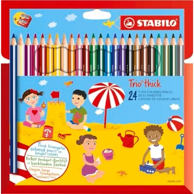 Imagen de STABILO Trio Lápices de colores triangulares, Caja cartón 24 con sacapuntas