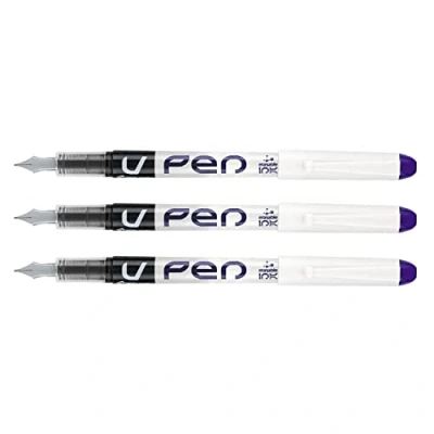 Imagen de Pilot Lote de 3 bolígrafos desechables V Pen borrable Pte mediano, color morado