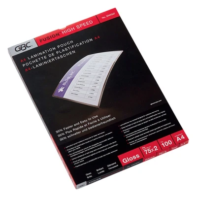 Imagen de GBC fundas de laminacion rapida documentos A4 brillante 2x75 micras 100 unidades