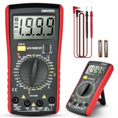 Imagen de Multimetro Digital Profesional CAT II 1000 V, III 600 Rango Automático RMS Verdadero, Capacidad de Medición, Resistencia, Corriente CA y CC, Voltaje Diodos, Transistores