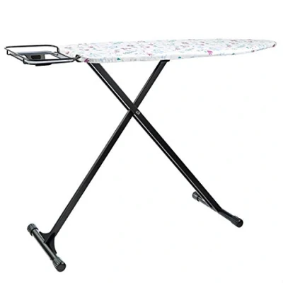 Imagen de Amazon Basics Tabla de planchar con soporte para plancha en forma H, mediana, 122 x 38 cm, negro, Floral