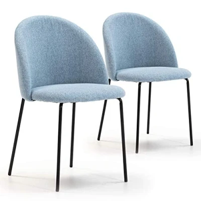 Imagen de VS Venta stock Set de 2 sillas Comedor Kenia tapizadas Azul, certificada por la SGS, 43 cm (Ancho) x 47 (Profundo) 78,5 (Alto)