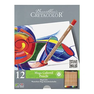 Imagen de CRETACOLOR Megacolor lápices de color, artista, color gruesos, 12 6,4 mm diámetro, diseño hexagonal, para pintar y dibujar