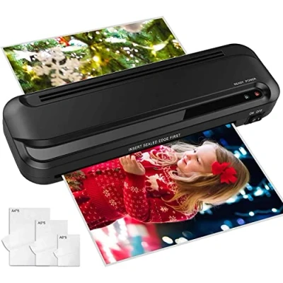 Imagen de Plastificadora A4 A5 A6 Laminadora Termica Negro platificadoras con Función ABS para el Uso en Colegio Oficina y Hogar 15 bolsas de laminado