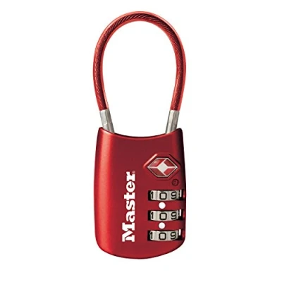 Imagen de Master Lock 4688DRED Candado para equipaje con cable aceptado TSA, rojo por