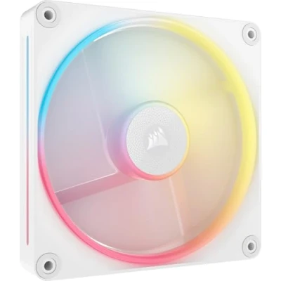 Imagen de CORSAIR iCUE Link LX140 R RGB 140mm Ventilador Inverso PWM Único Bajo Nivel de Ruido, Cojinete Cúpula Magnética, Lazos Luz Duales, Tornillos QuikTurn™, Cero RPM Blanco