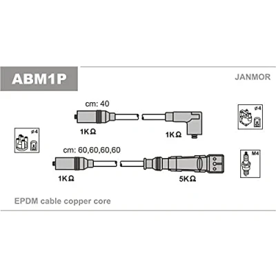 Imagen de JANMOR ABM1P Juego de Cables Encendido AUDI: 100 C4 Berlina, 80 B3