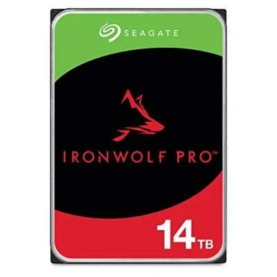 Imagen de Seagate IronWolf Pro, 14 TB, Enterprise HDD interno CMR, 3,5 pulgadas, SATA a 6 Gb/s, 7200 RPM, caché de 256 MB para almacenamiento conectado red RAID, servicios Rescue (ST14000NT001)