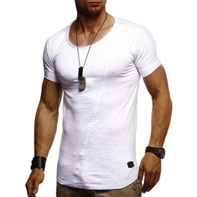 Imagen de Leif Nelson Camiseta para Hombre con Cuello Redondo LN 8209 Blanco Medium
