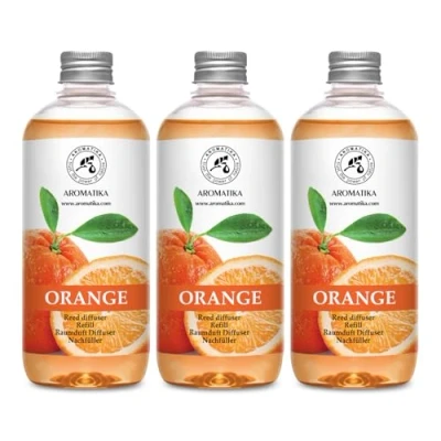 Imagen de Recambio de Difusor Naranja Set 3x500ml Fragancias Ambiente Intensas y Duraderas Aroma Cítrico Aromaterapia Reed Diffuser Refill Orange