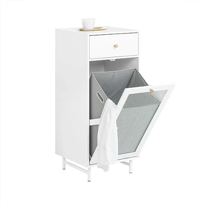 Imagen de SoBuy BZR116 W Cesto para Ropa Sucia Armario Multifuncional de baño con 1 y Cajón Blanco 40 x 96 cm ES