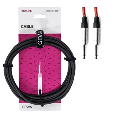 Imagen de GEWA Cable de instrumentos mono Pro Line 6m jack, negro rojo, jack 6,3 mm mono, 190517