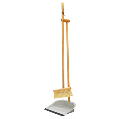 Imagen de KitchenCraft Lobby cepillo y recogedor, recogedor grande de mango largo para barrer en vertical, colección Living Nostalgia Design, 23L x 5W 99H cm, 1 juego